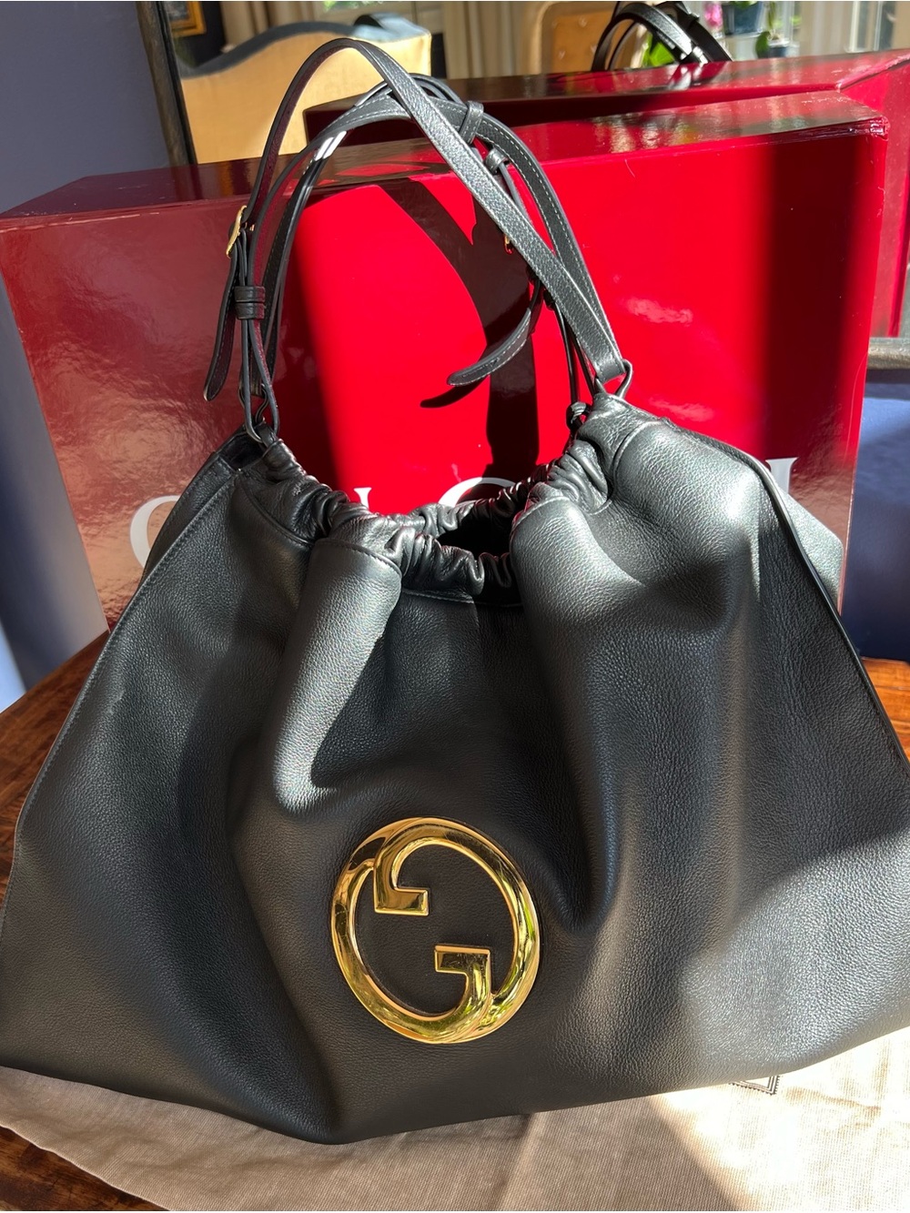 Gucci Blondie Large Tote Black Leather 747372 AAB82 1000 Full Set